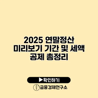 2025 연말정산 미리보기 기간 및 세액 공제 총정리