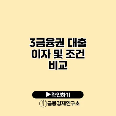 3금융권 대출 이자 및 조건 비교
