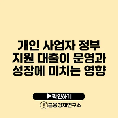 개인 사업자 정부 지원 대출이 운영과 성장에 미치는 영향