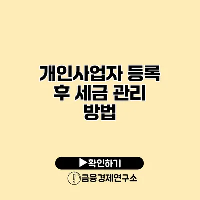 개인사업자 등록 후 세금 관리 방법