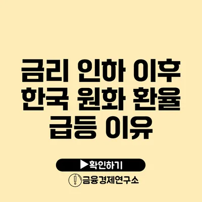 금리 인하 이후 한국 원화 환율 급등 이유