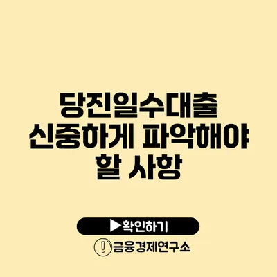 당진일수대출 신중하게 파악해야 할 사항