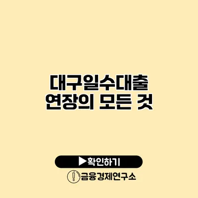 대구일수대출 연장의 모든 것