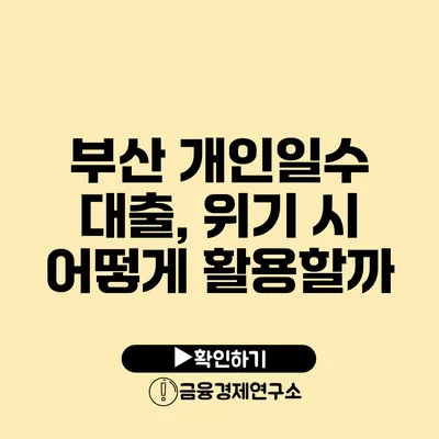 부산 개인일수 대출, 위기 시 어떻게 활용할까?