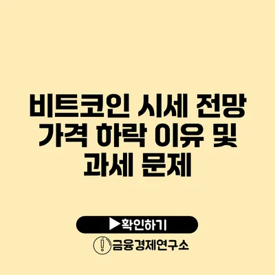 비트코인 시세 전망: 가격 하락 이유 및 과세 문제