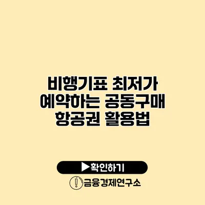 비행기표 최저가 예약하는 공동구매 항공권 활용법