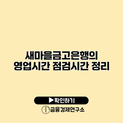 새마을금고은행의 영업시간 점검시간 정리