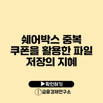 쉐어박스 중복 쿠폰을 활용한 파일 저장의 지혜