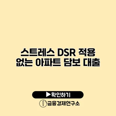 스트레스 DSR 적용 없는 아파트 담보 대출