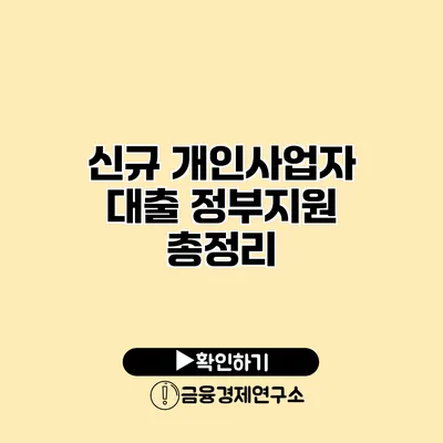 신규 개인사업자 대출 정부지원 총정리