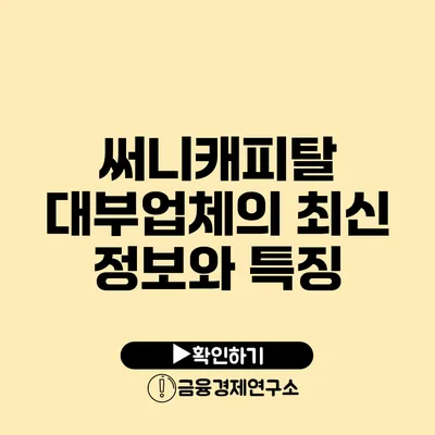 써니캐피탈 대부업체의 최신 정보와 특징