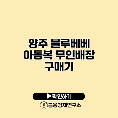 양주 블루베베 아동복 무인배장 구매기