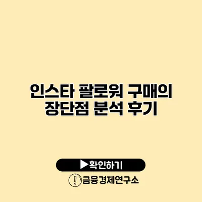 인스타 팔로워 구매의 장단점 분석 후기