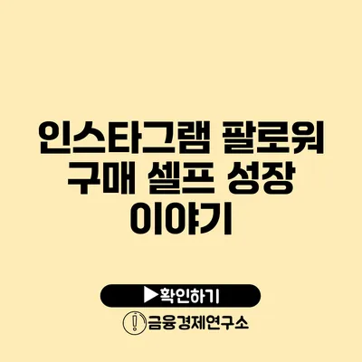 인스타그램 팔로워 구매 셀프 성장 이야기