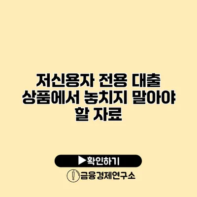 저신용자 전용 대출 상품에서 놓치지 말아야 할 자료