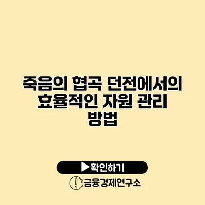 죽음의 협곡 던전에서의 효율적인 자원 관리 방법