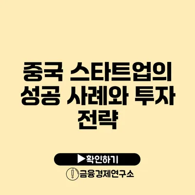 중국 스타트업의 성공 사례와 투자 전략