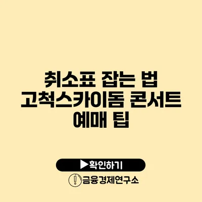 취소표 잡는 법: 고척스카이돔 콘서트 예매 팁