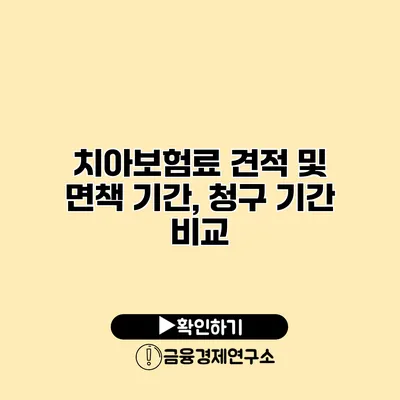 치아보험료 견적 및 면책 기간, 청구 기간 비교