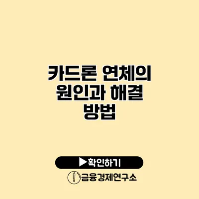 카드론 연체의 원인과 해결 방법