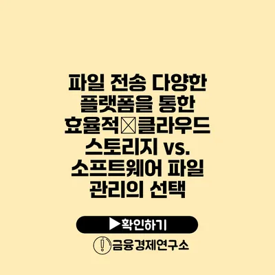 파일 전송 다양한 플랫폼을 통한 효율적�클라우드 스토리지 vs. 소프트웨어 파일 관리의 선택