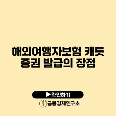 해외여행자보험 캐롯 증권 발급의 장점