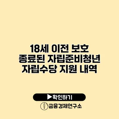18세 이전 보호 종료된 자립준비청년 자립수당 지원 내역