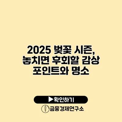 2025 벚꽃 시즌, 놓치면 후회할 감상 포인트와 명소