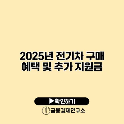 2025년 전기차 구매 혜택 및 추가 지원금
