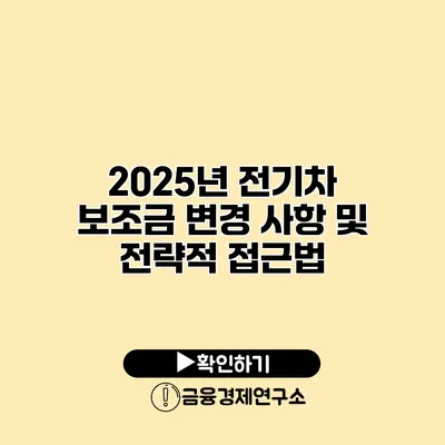 2025년 전기차 보조금 변경 사항 및 전략적 접근법
