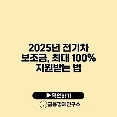 2025년 전기차 보조금, 최대 100% 지원받는 법