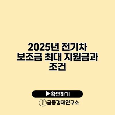 2025년 전기차 보조금 최대 지원금과 조건
