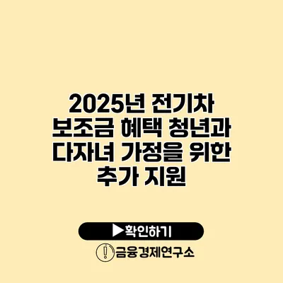 2025년 전기차 보조금 혜택 청년과 다자녀 가정을 위한 추가 지원