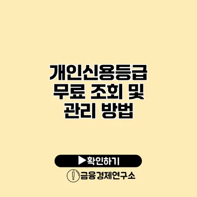 개인신용등급 무료 조회 및 관리 방법