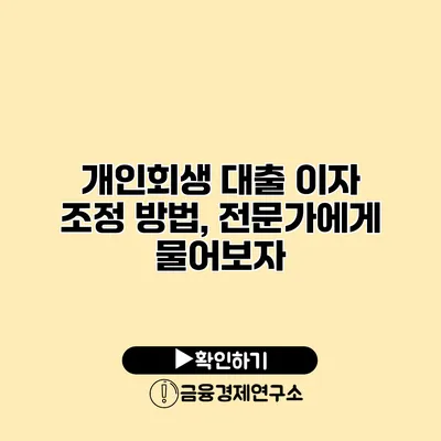 개인회생 대출 이자 조정 방법, 전문가에게 물어보자