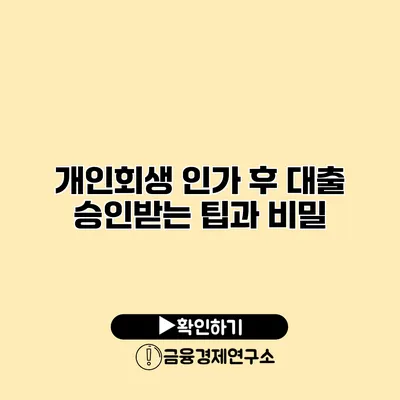 개인회생 인가 후 대출 승인받는 팁과 비밀