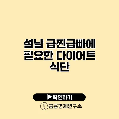 설날 급찐급빠에 필요한 다이어트 식단