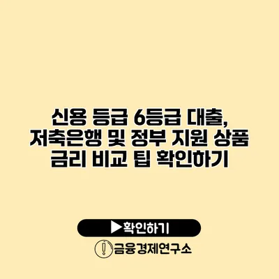 신용 등급 6등급 대출, 저축은행 및 정부 지원 상품 금리 비교 팁 확인하기