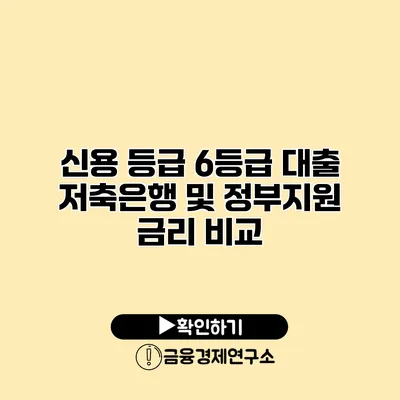 신용 등급 6등급 대출 저축은행 및 정부지원 금리 비교