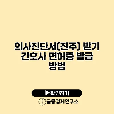 의사진단서(진주) 받기 간호사 면허증 발급 방법