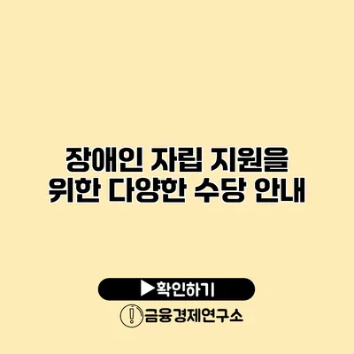 장애인 자립 지원을 위한 다양한 수당 안내