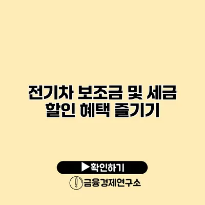 전기차 보조금 및 세금 할인 혜택 즐기기