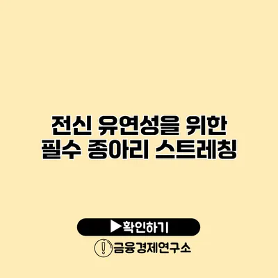 전신 유연성을 위한 필수 종아리 스트레칭