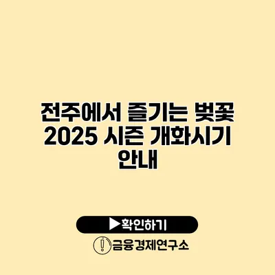 전주에서 즐기는 벚꽃 2025 시즌 개화시기 안내