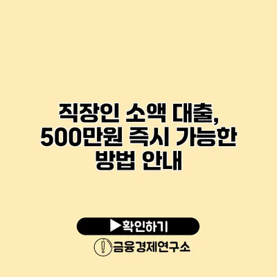직장인 소액 대출, 500만원 즉시 가능한 방법 안내