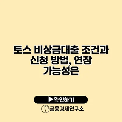 토스 비상금대출 조건과 신청 방법, 연장 가능성은?