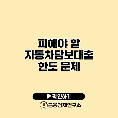 피해야 할 자동차담보대출 한도 문제