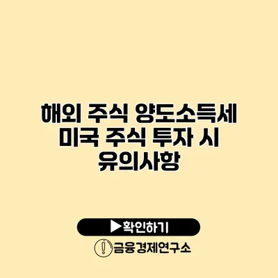 해외 주식 양도소득세 미국 주식 투자 시 유의사항