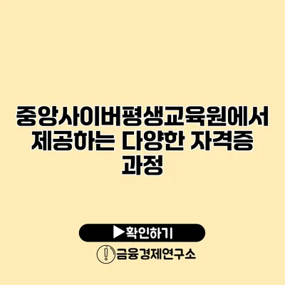 중앙사이버평생교육원에서 제공하는 다양한 자격증 과정