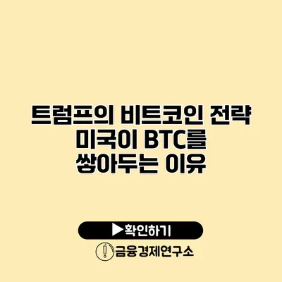 트럼프의 비트코인 전략 미국이 BTC를 쌓아두는 이유